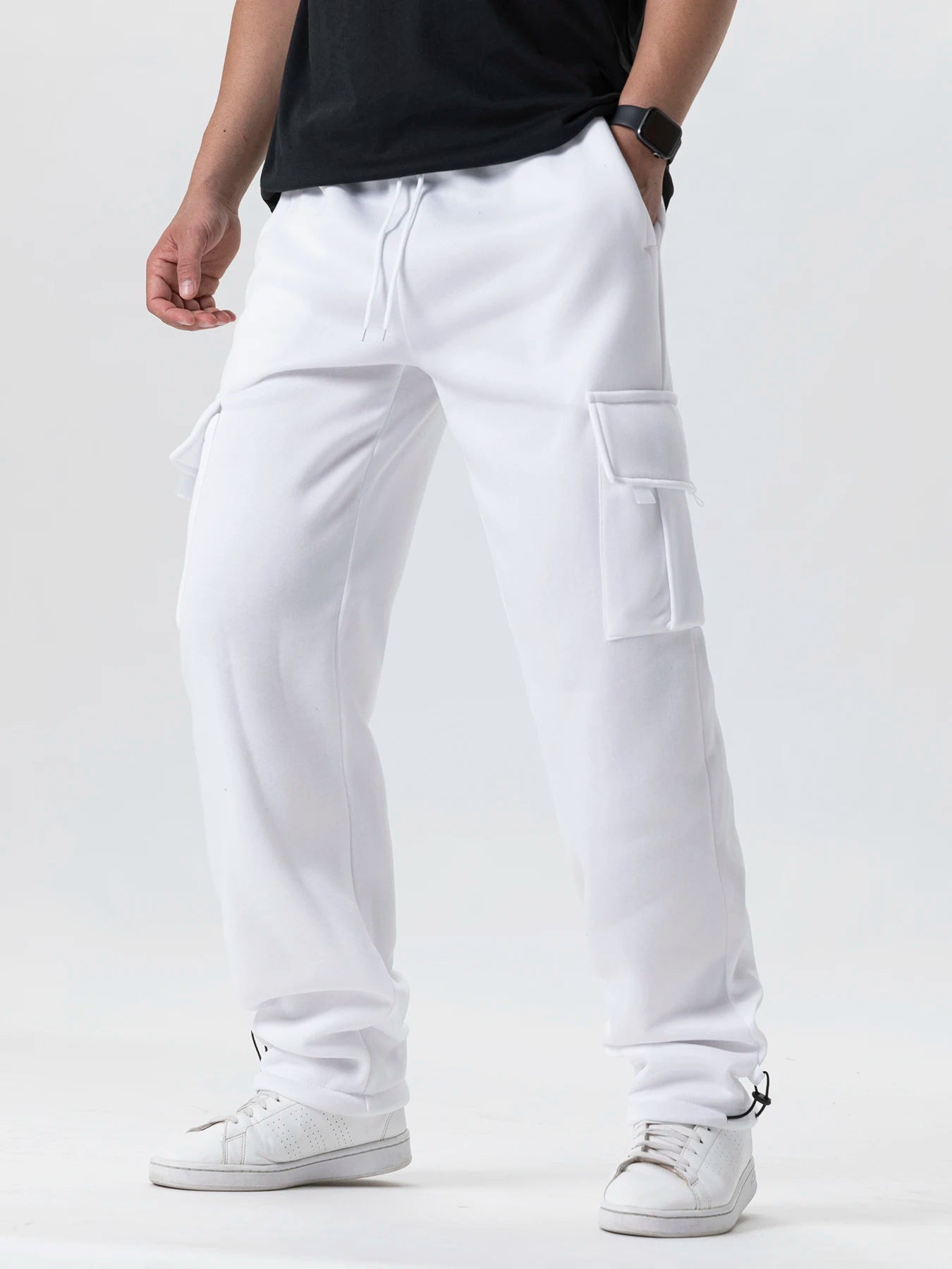Jogging Homme Multi-Poches Cordon Coupe Droite Loose Running Gym Sport Automne Hiver Confortable Streetwear – Pantalon Survêtement Fonctionnel Premium | Mode Homme Sport Premium