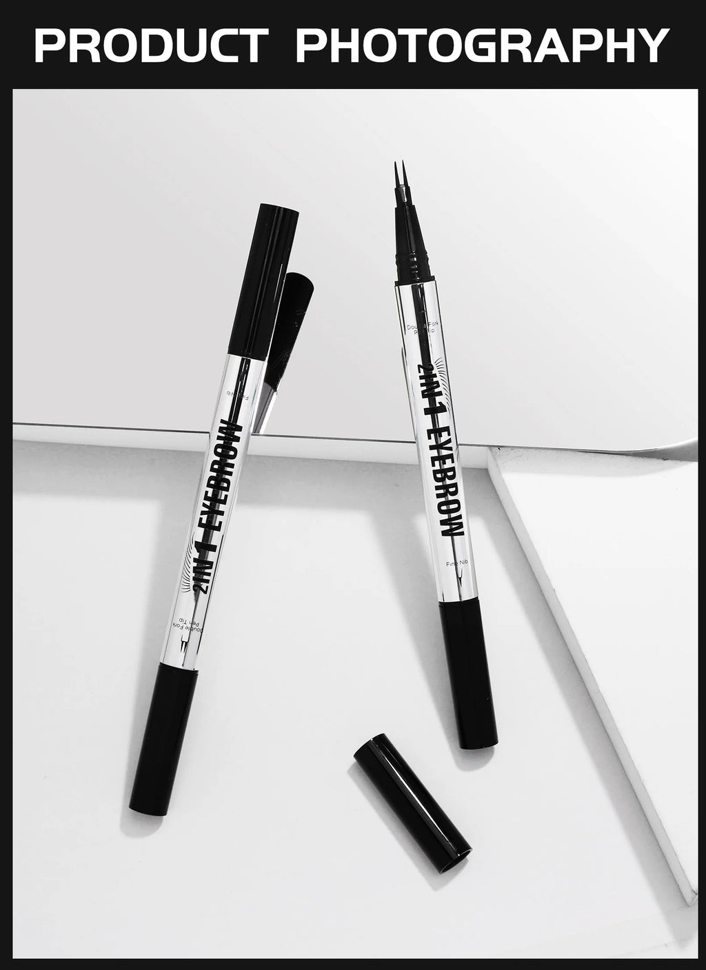 Crayon Sourcils Double Embout Waterproof – Liquide Courbé 2-en-1 Fourchette & Pinceau Précis | Maquillage Sourcils Longue Tenue