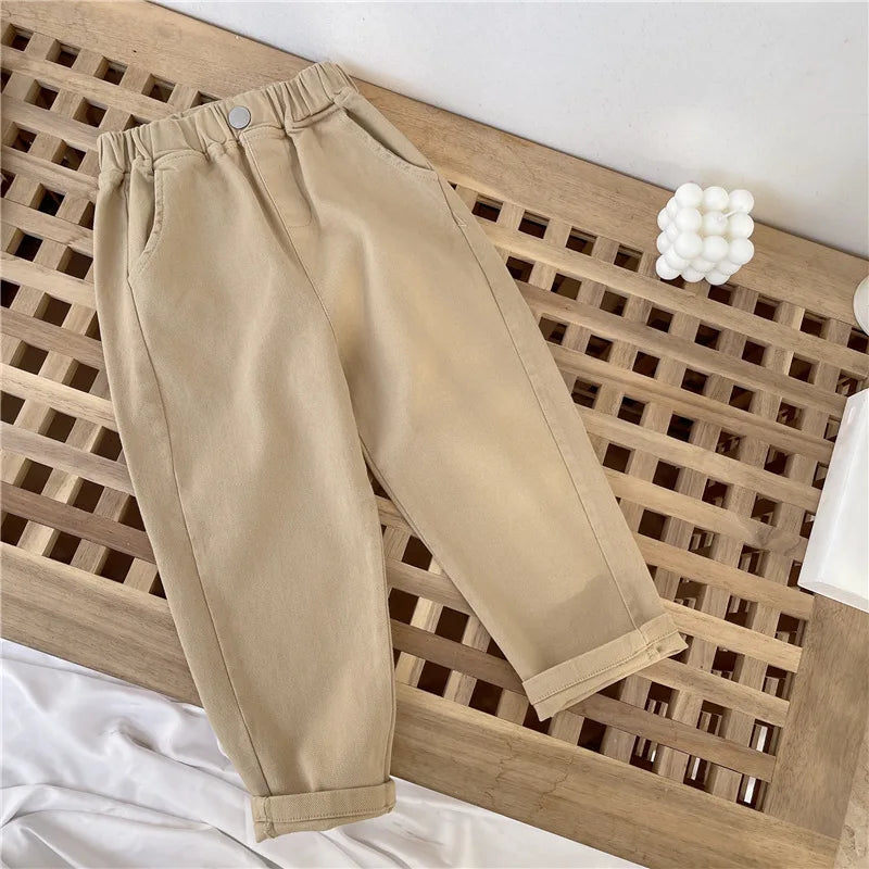 Pantalon Sarouel Enfant Unisexe Couleur Unie – Pantalon Sport Loose Casual Printemps Été 2-8 Ans