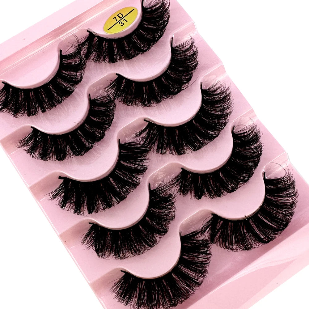 Faux Cils Cat Eye 3D – Lot 5 Paires | Manga Wispy Naturels Courbe D