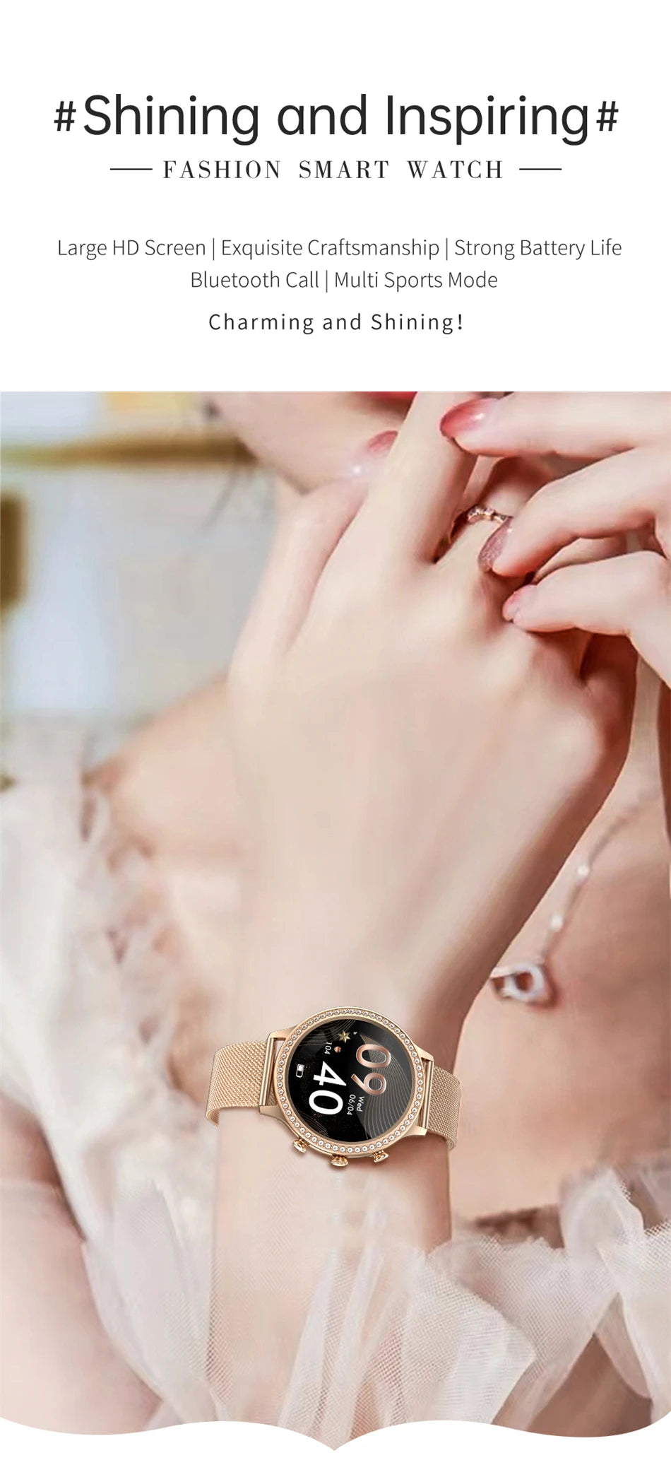 Montre Connectée Femme LIGE 2026 – Appels Bluetooth, Cadran Personnalisable & Suivi Cardio | Étanche Sport & Fitness | Cadeau Femme