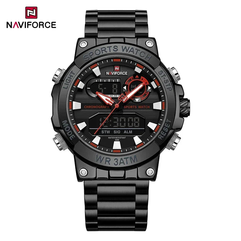 Montre Homme Militaire NAVIFORCE Double Affichage Quartz – Sport Étanche Grand Cadran