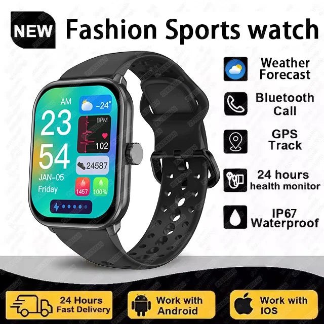 Montre Connectée Unisexe Écran AMOLED – GPS, Appels Bluetooth & Suivi Cardio | Étanche | Sport & Fitness | Android & iOS