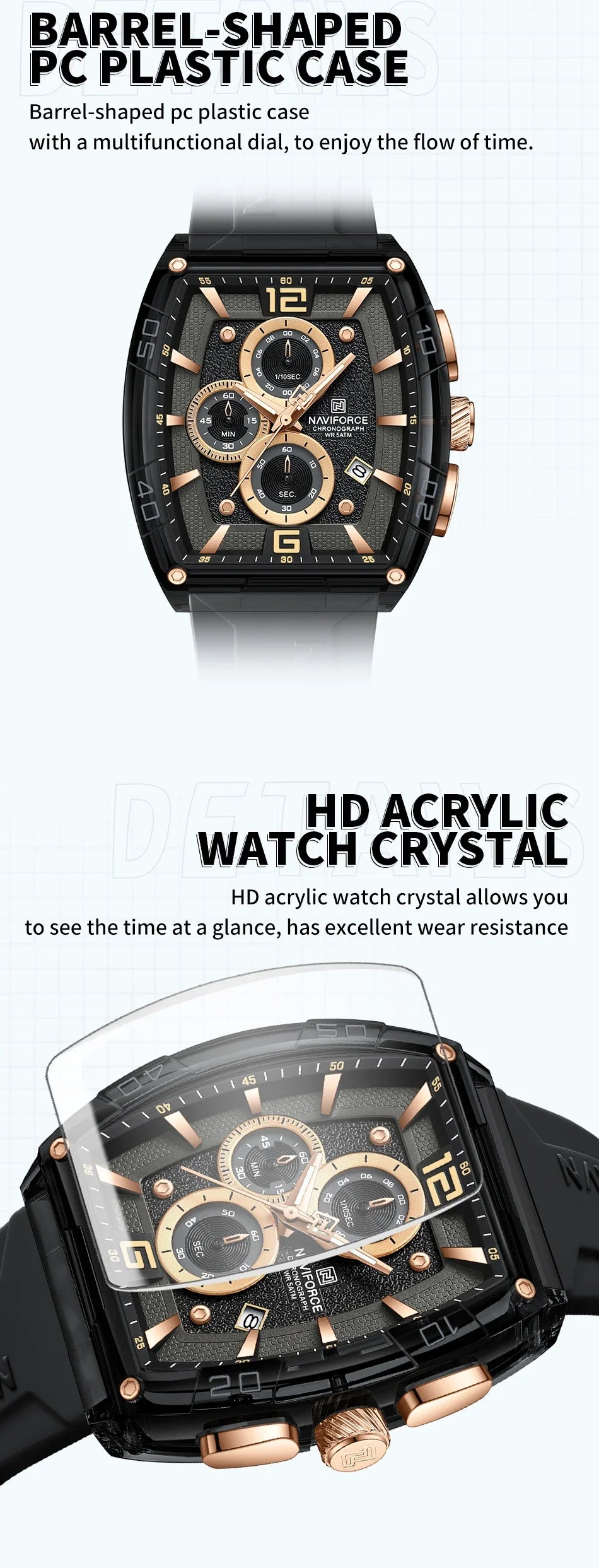 Montre Homme NAVIFORCE 2025 Militaire Sport Quartz – Étanche 50M Silicone Date Haute Qualité