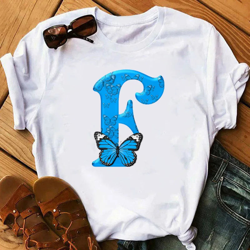 T-Shirt Oversize Femme Imprimé Papillon & Lettres Manches Courtes – Style Harajuku Graphic | Tendance Été