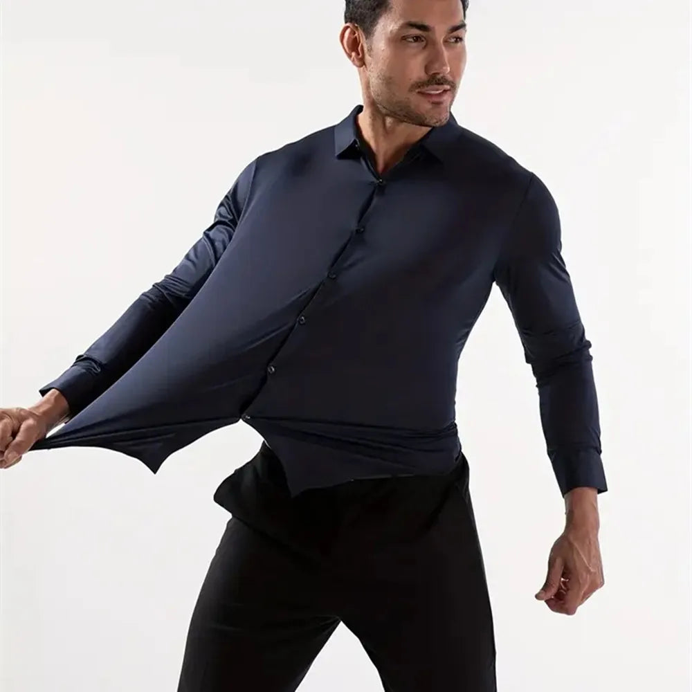 Chemise Habillée Homme Ultra-Stretch Manches Longues Anti-Froissé Douce Blanche Business Formel Élégante Confortable Intemporelle – Chemise Business Premium Ultra-Stretch Anti-Froissé Manches Longues Blanche | Mode Homme Business Formel Premium
