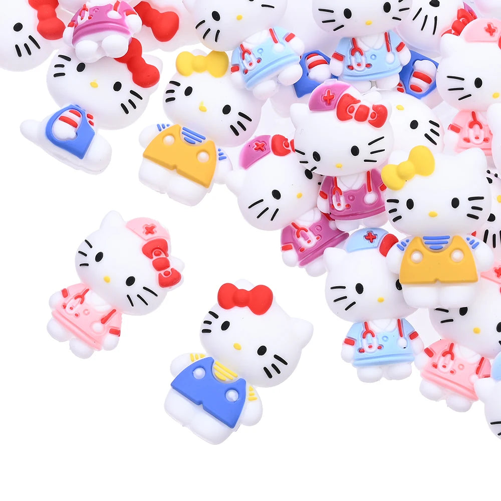 7 Perles Silicone 3D Thème Sanrio Hello Kitty – Perles Focus DIY Colliers Bracelets Attache-Tétine