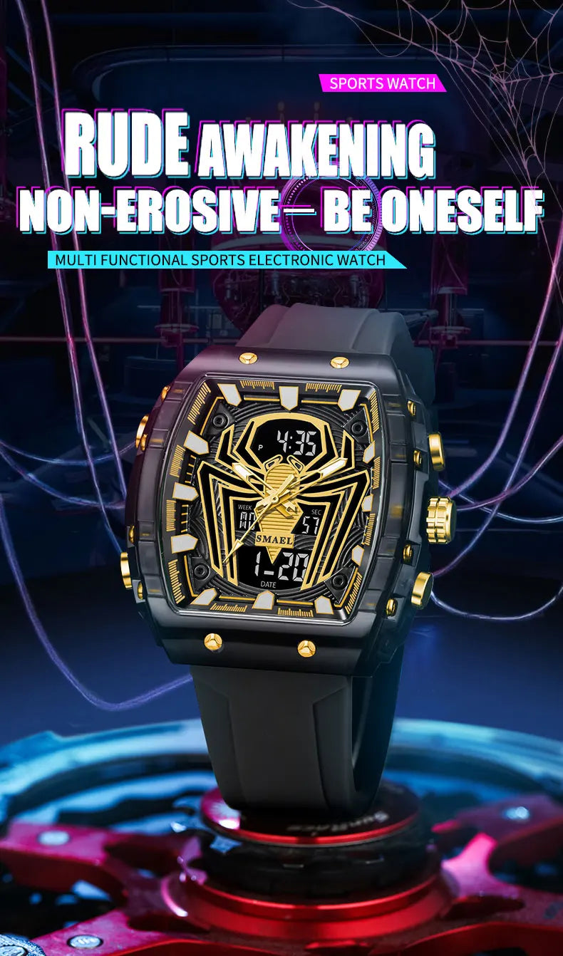 Montre Homme Digital Rectangle 8116 Double Fuseau – Sport Étanche 50M Électronique 2025