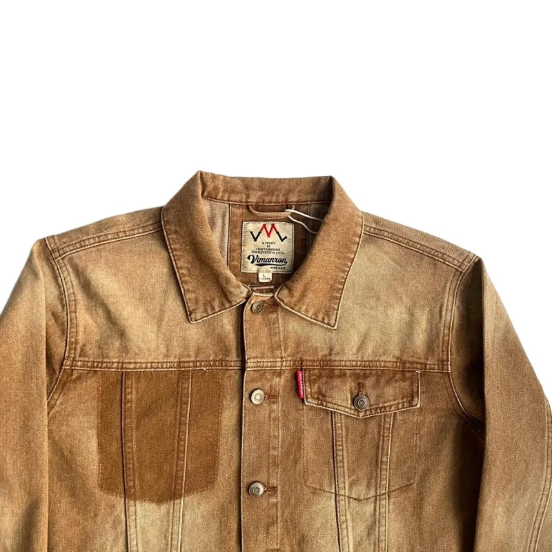 Vintage Jeansjacke Baumwolle 100% Herren Loose – Denim Americana Frühling Herbst