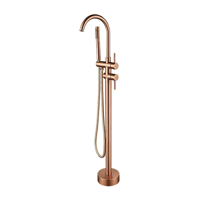 Robinet Baignoire Ìlot Sol Rose Gold – Laiton, Inverseur, Bec Baignoire & Douchette | Style Luxe Salle de Bain