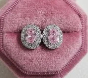 Ohrringe Zirkonia Rosa Koreanisches Silber 2026 – Ohrstecker Luxus Mode Schmuck Geschenk Frau