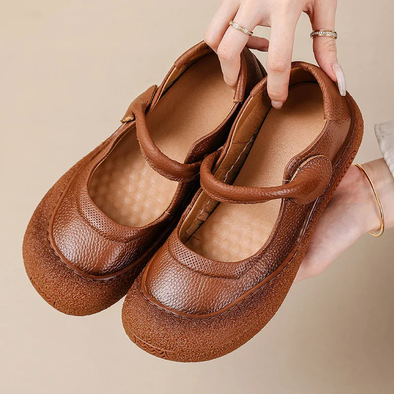 Mocassins Cuir Véritable Vintage Slip-on Femme – Bout Rond Luxe Conduite Loafers Automne