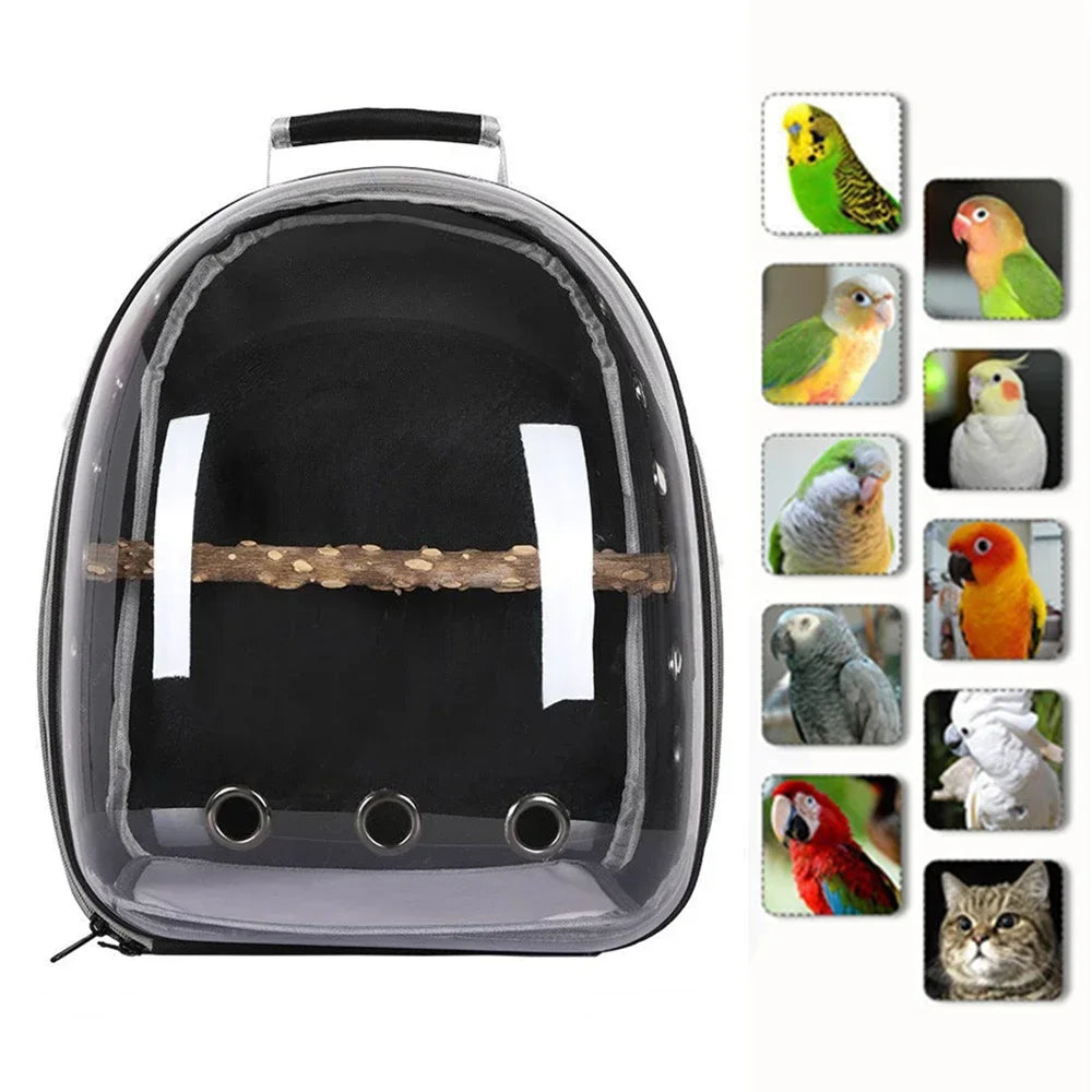 Sac Transport Perroquet & Oiseaux Backpack Acrylique – Perchoir, Mangeoire, Cage Portable | Perruche, Cocatièl & Lapin