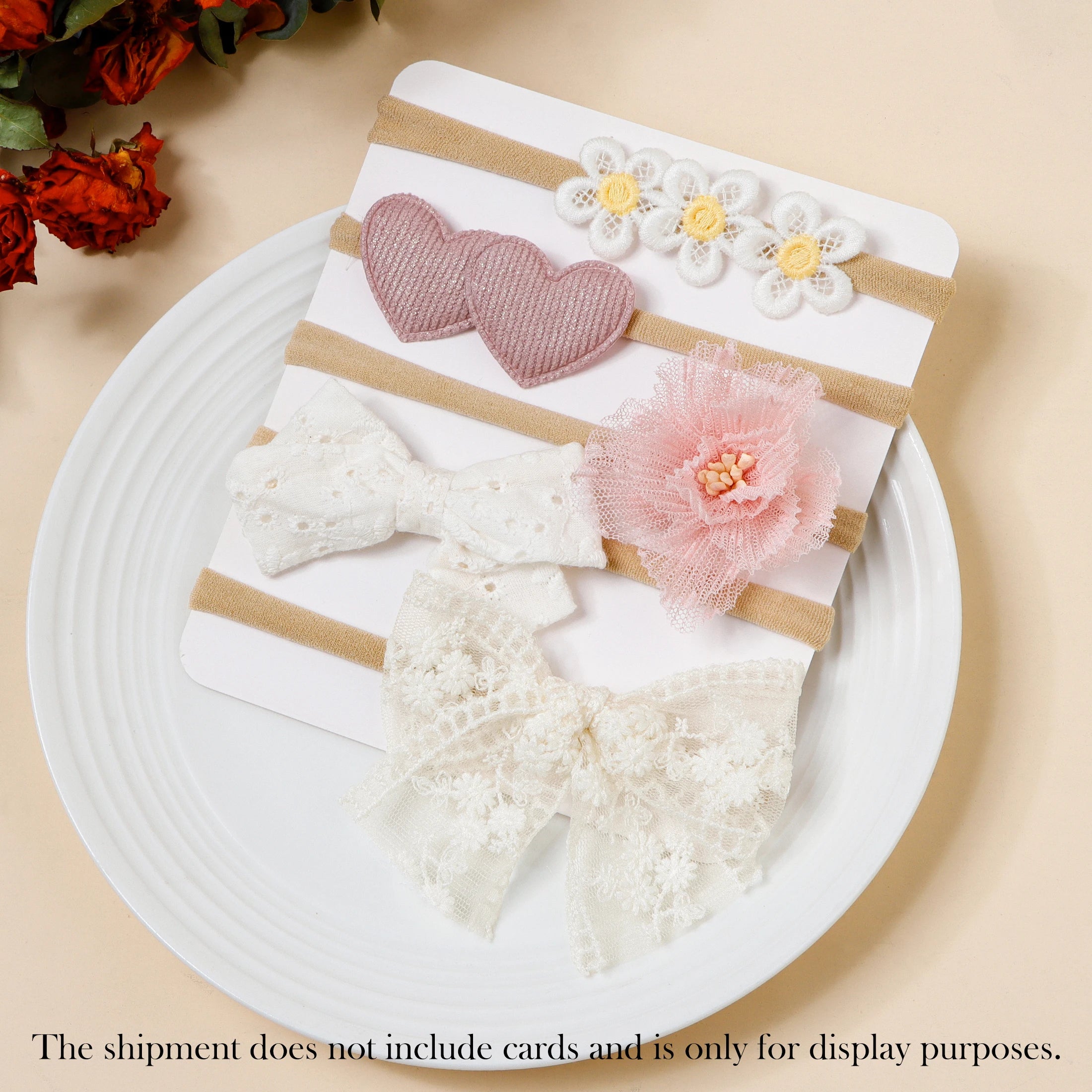 Lot 5 Bandeaux Fleurs Dentelle Rose Bébé Fille – Accessoires Cheveux Nouveau-Né Photo Mignons