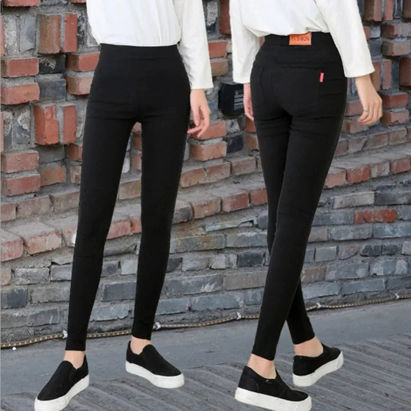 Jean Crayon Femme Noir Slim Stretch Style Coréen Taille Haute Longueur Cheville – Pantalon Denim Élégant Bureau | Automne