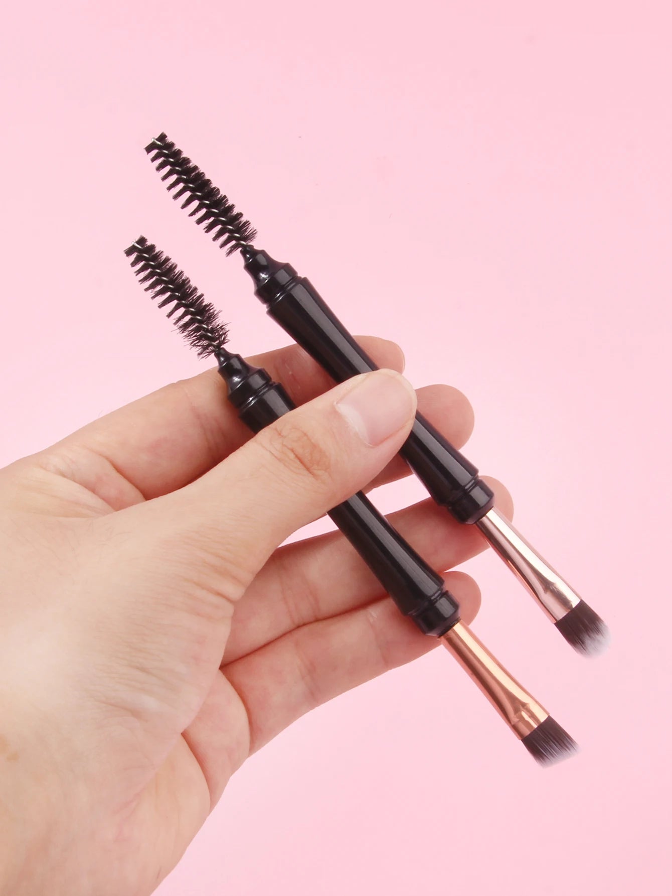 Mini Pinceau Double Embout Fards & Eyeliner – Couvercle Anti-Poussière | Microbrush Cils & Sourcils Portable
