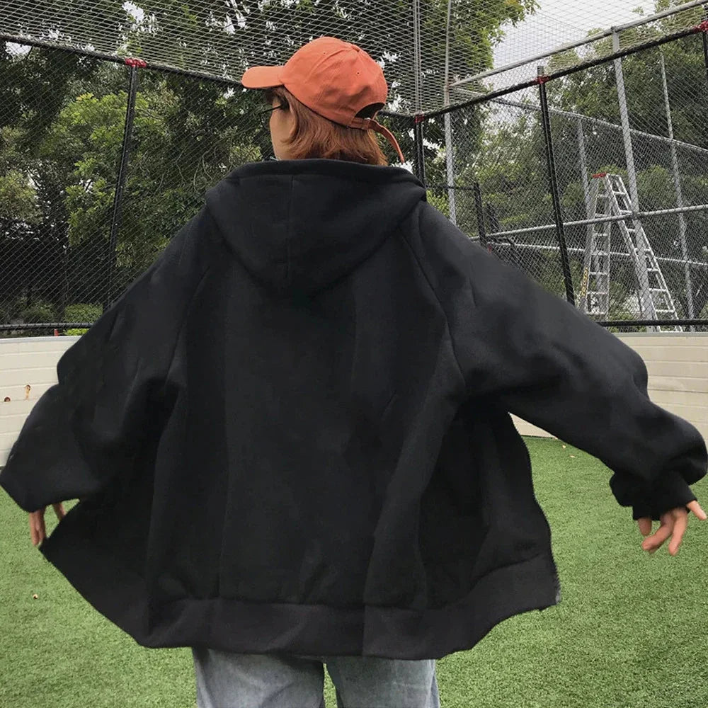 Sweat à Capuche Homme Zippé Uni Loose Manches Longues Y2K High Street Casual Outdoor – Veste Hoodie Streetwear Tendance | Mode Homme Urban