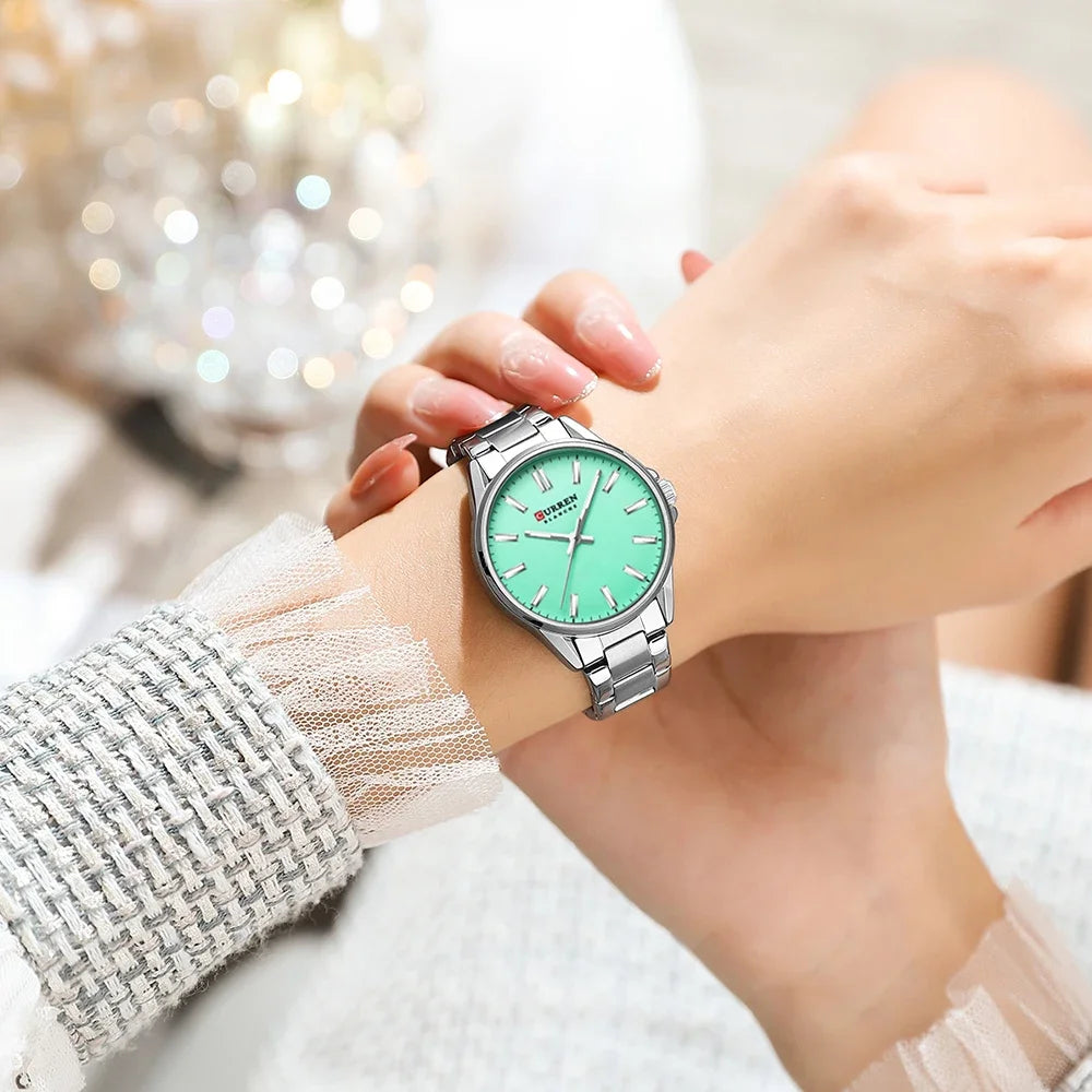 Montre Femme CURREN Fashion Casual Quartz – Acier Inoxydable Cadran Rond Simple Élégante