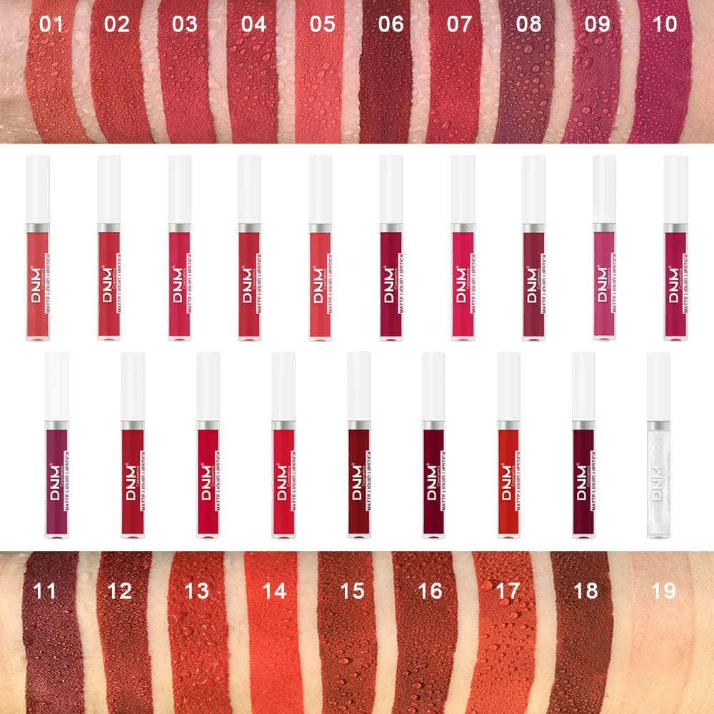 Gloss Velvet Mat DNM 18 Couleurs – Waterproof Longue Tenue | Lip Tint Nude, Rouge & Violet