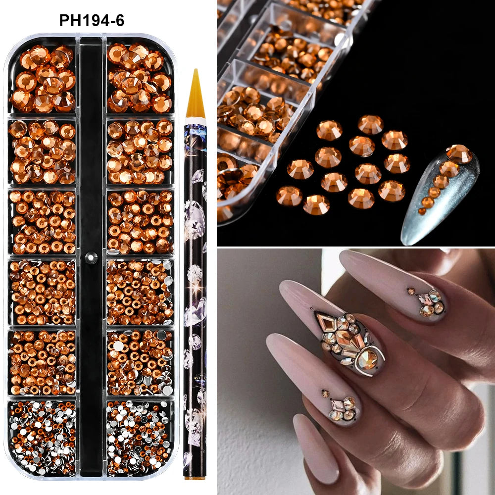Strass Nail Art 3D Colorés – Diamants Plats Ronds | Déco Ongles DIY