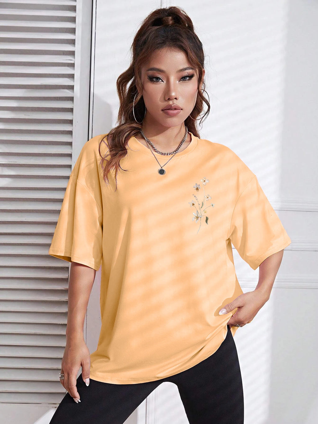 T-Shirt Femme Coton Imprimé Fleurs Manches Courtes Ample Doux Respirant – Top Casual Confortable | Street Style