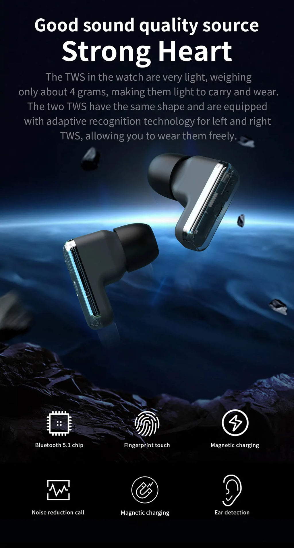 Smartwatch 2-en-1 + Écouteurs TWS Bluetooth – Écran HD 1.85" IP67 Étanche | 100+ Sports | Appels & Suivi Fitness