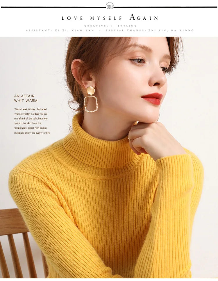 Pull Col Roulé Cachemire Ultra-Doux Femme - Tricot Basique Chic Automne Hiver | Heliar