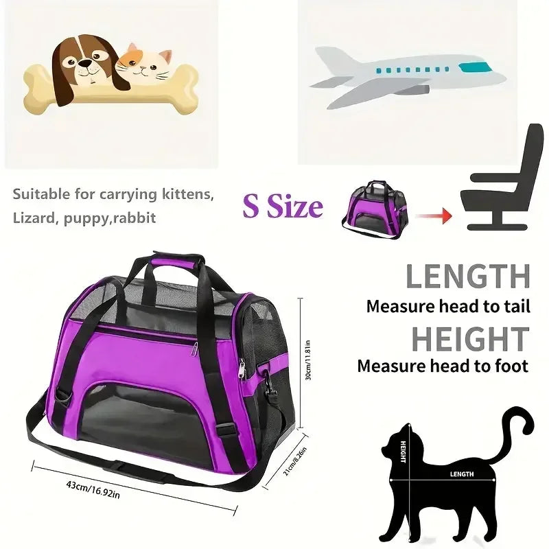Sac Transport Chat & Chien Portable Mesh Respirant Pliable – Sac à Main Voyage Petite Race | Transport Animaux de Compagnie