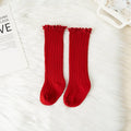 Chaussettes Hautes Fille à Volants Dentelle Fleur – Coton Doux Princesse 0-8 Ans
