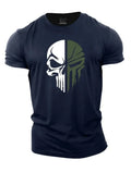 T-Shirt Homme Imprimé 3D Crâne Militaire Oversized Gym Manches Courtes Sportswear Sport Streetwear – Tee Graphique Dark Tendance | Mode Homme Sport Urban