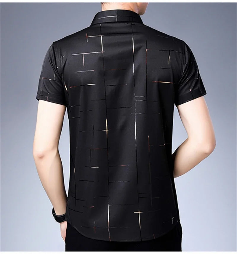 Chemise Homme Business Casual Manches Courtes Sans Repassage Anti-Froissé Confortable Polyvalente Élégante Intemporelle Fashion – Chemise Premium Sans Repassage Anti-Froissé Business Casual | Mode Homme Business Premium