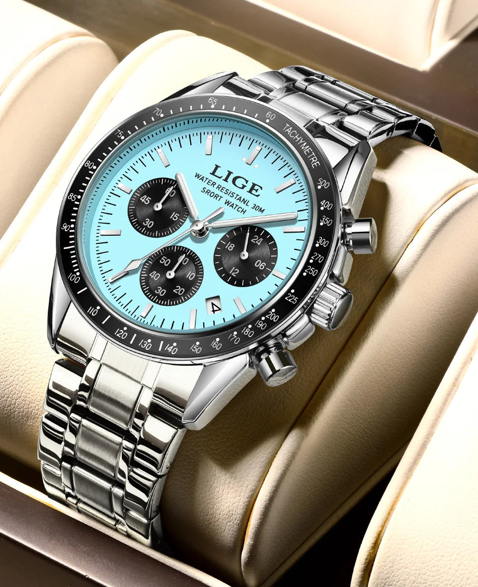 Herrenuhr LIGE Luxus Fashion Quarz – Edelstahl Leuchtend Wasserdicht Trendig