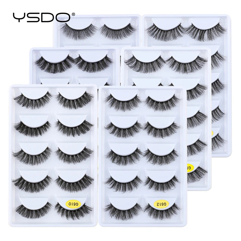 Faux Cils Mink 3D YSDO – Lot 3/5/10 Paires | Maquillage Dramatique Naturel