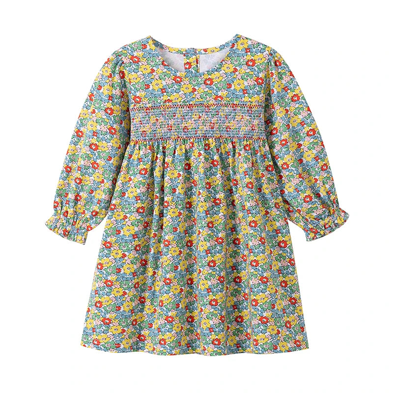 Robe Fille Manches Longues Coton Imprimé Danseuse Ballet – Tenue Automne Enfant 2-7 Ans