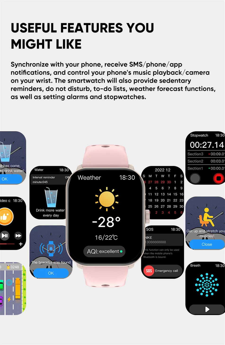 Montre Connectée Unisexe Écran AMOLED – GPS, Appels Bluetooth & Suivi Cardio | Étanche | Sport & Fitness | Android & iOS