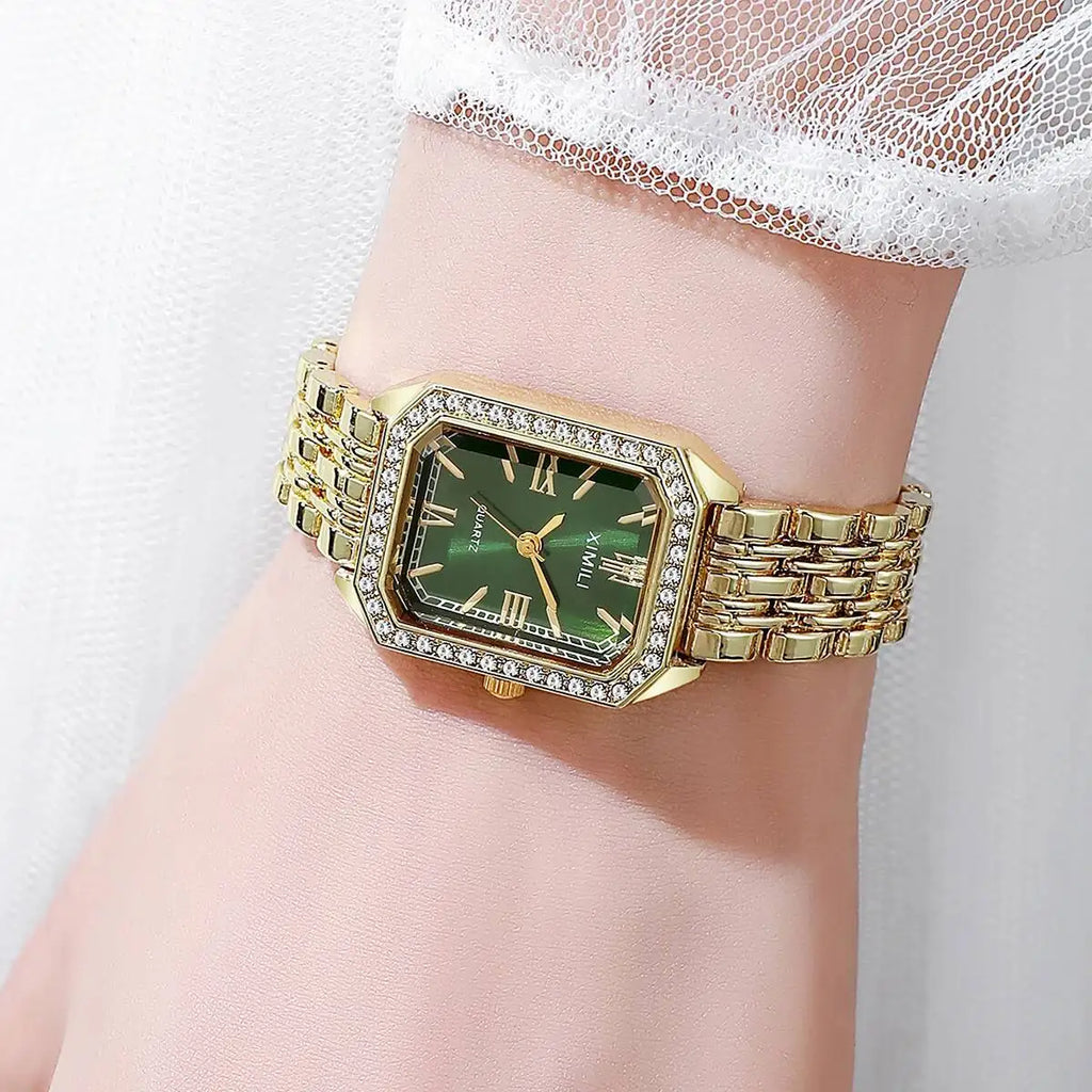 Damen Quarzuhr Rechteck Strass Armband Mode – Elegant Trend Geschenk