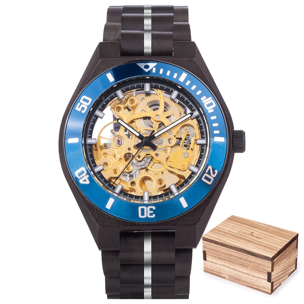 Montre Homme BOBO BIRD Bois Mécanique Luxe – Grand Cadran Top Brand Naturel Unique