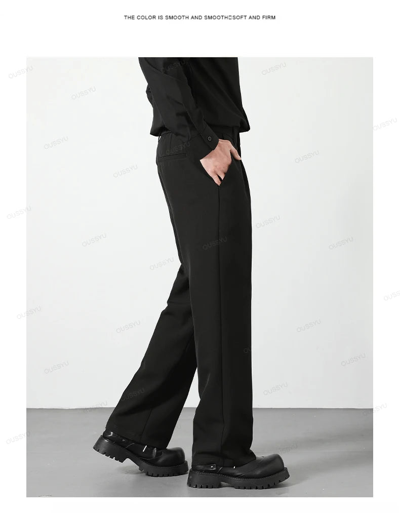 Pantalon Homme Casual Business Style Coréen Taille Élastique – Noir Marron Gris Kaki Grande Taille S-4XL Automne | Mode Homme Élégant