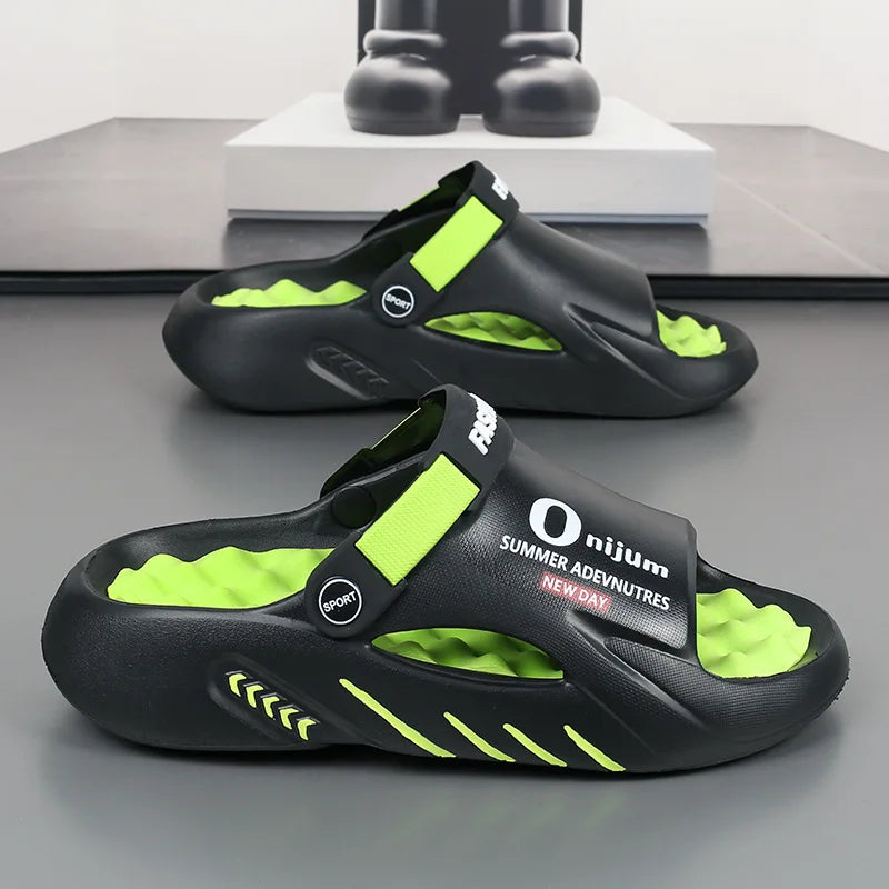 Sandales Sport Homme Comwarm Semelle Épaisse Massage – Slides Plage Casual Grande Taille