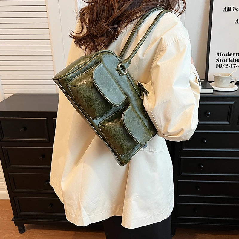 Mini Sac Épaule Double Poche Femme – Sac Aisselle Tendance 2025 Designer Luxe Purse