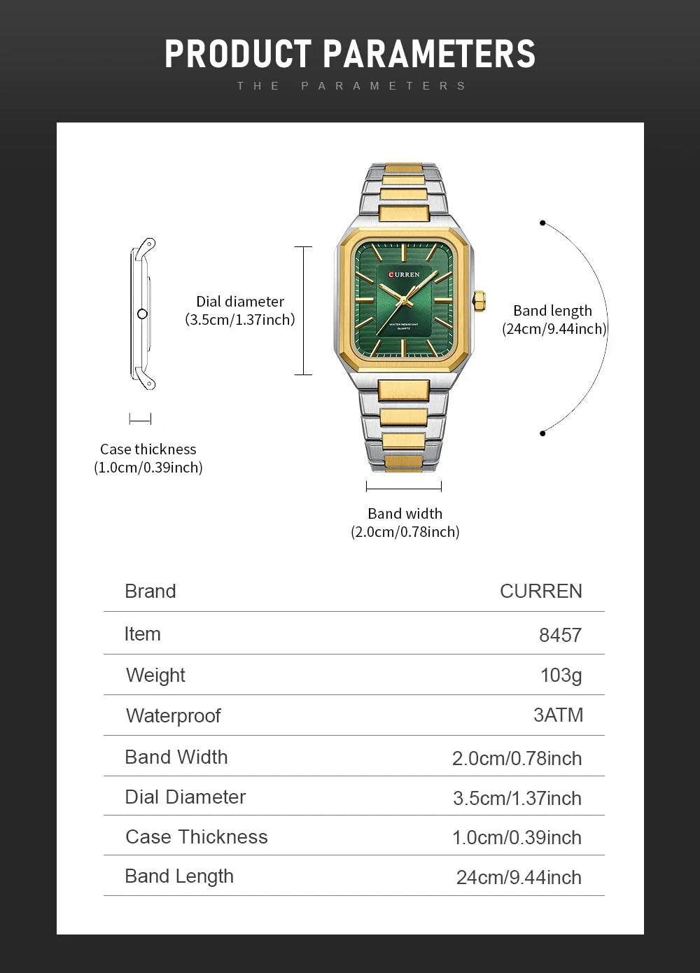 Montre Homme CURREN Vintage Rectangle Acier Inoxydable Quartz Lumineux Étanche – Style Rétro Chic