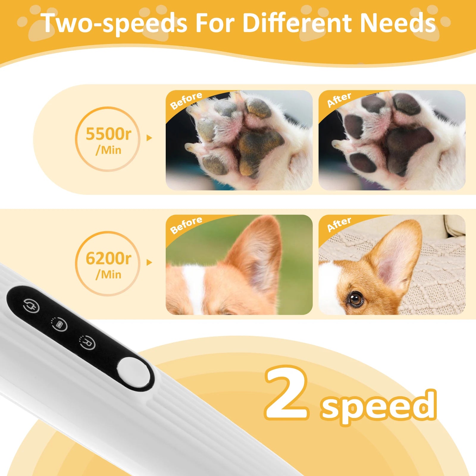 Tondeuse Pattes Chien Chat Silencieuse USB LED – Toilettage Visage Oreilles Pieds Rechargeable