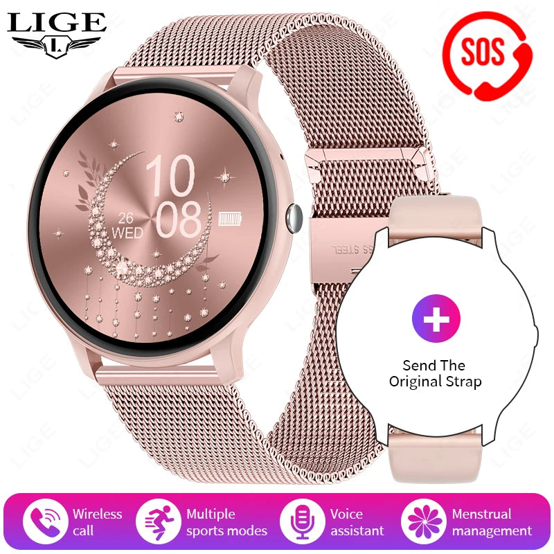 Unisex Smartwatch 1,39" Anrufe Nachrichten Sport Kalorien Wetter DIY Zifferblatt anpassbar Herren Damen Wasserdicht | Premium Multifunktions-Unisex-Smartwatch