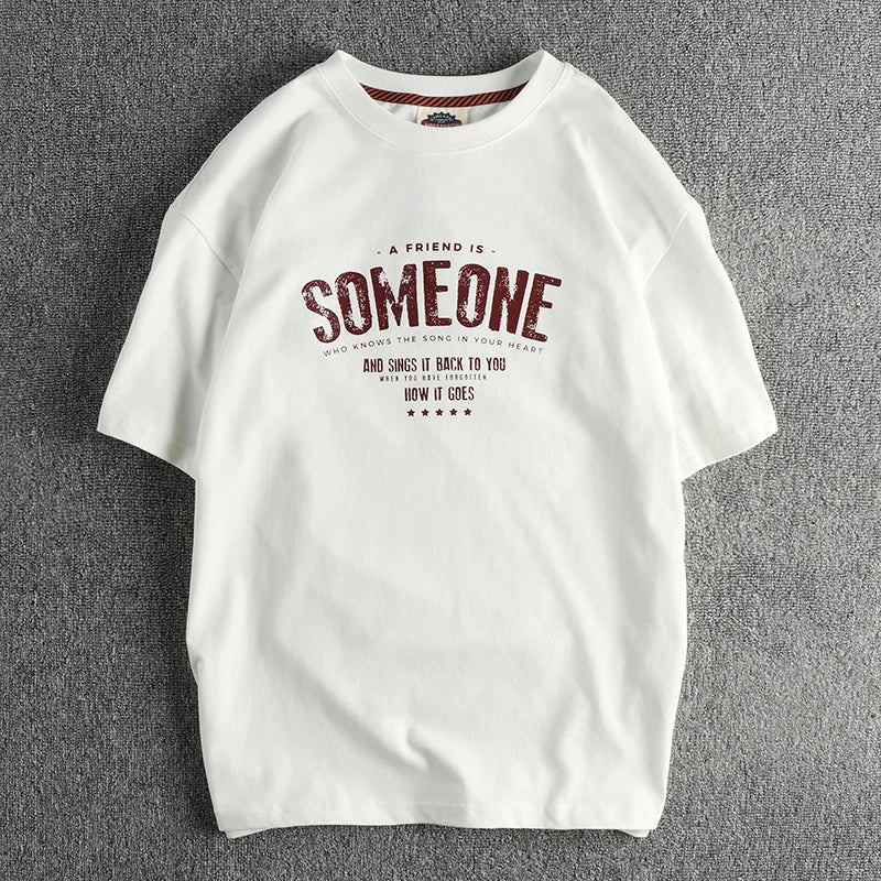T-Shirt Homme Été Style Américain Rétro Manches Courtes Col Rond Lettres Imprimées 100% Coton Washed Vintage Loose Casual – Tee Streetwear Tendance | Mode Homme Premium