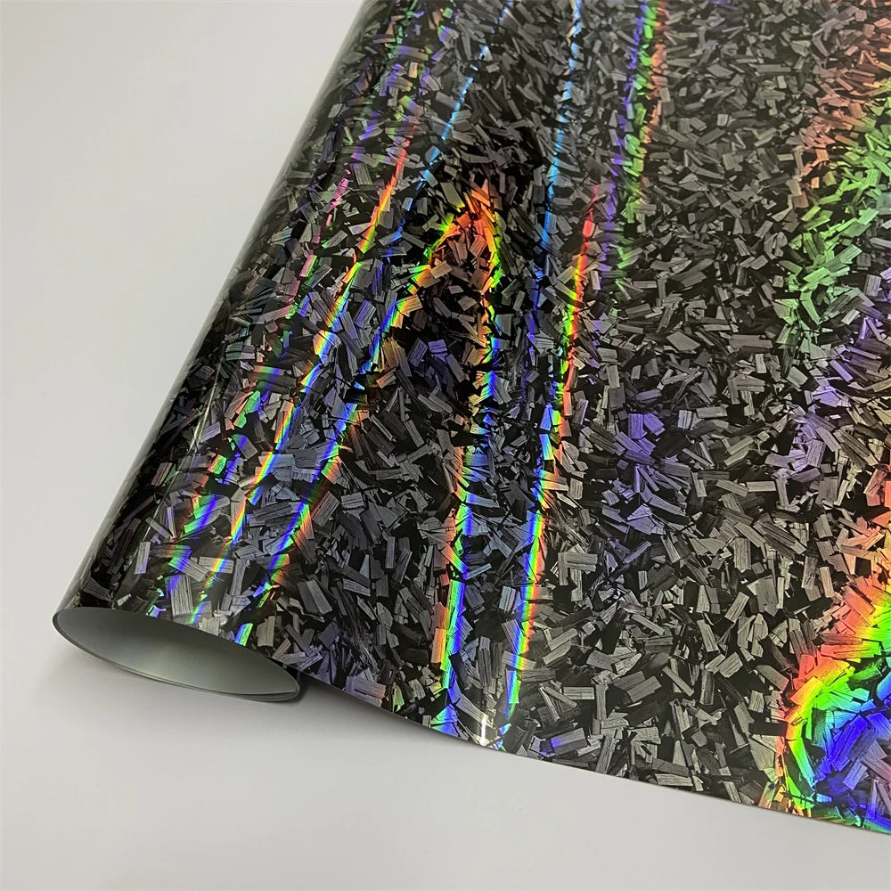Film Vinyle Wrap Voiture Fibre de Carbone Forgée Laser Brillant Auto-Adhésif – Sticker Imperméable Décoration Intérieure | Tuning Auto