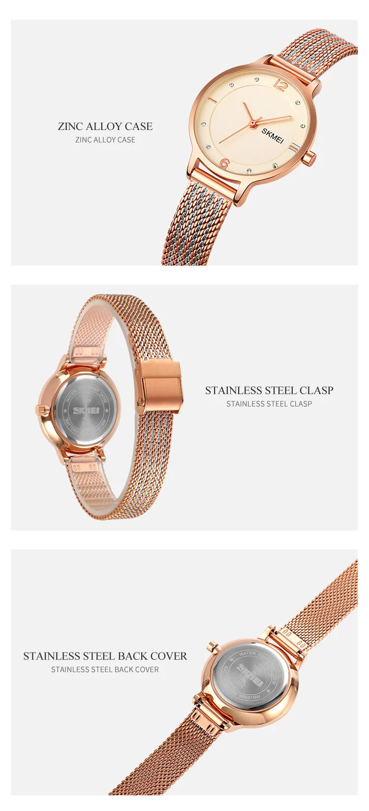 Montre Femme SKMEI 1874 Quartz Japonais Bracelet Acier Inoxydable – Fashion Luxe Élégante