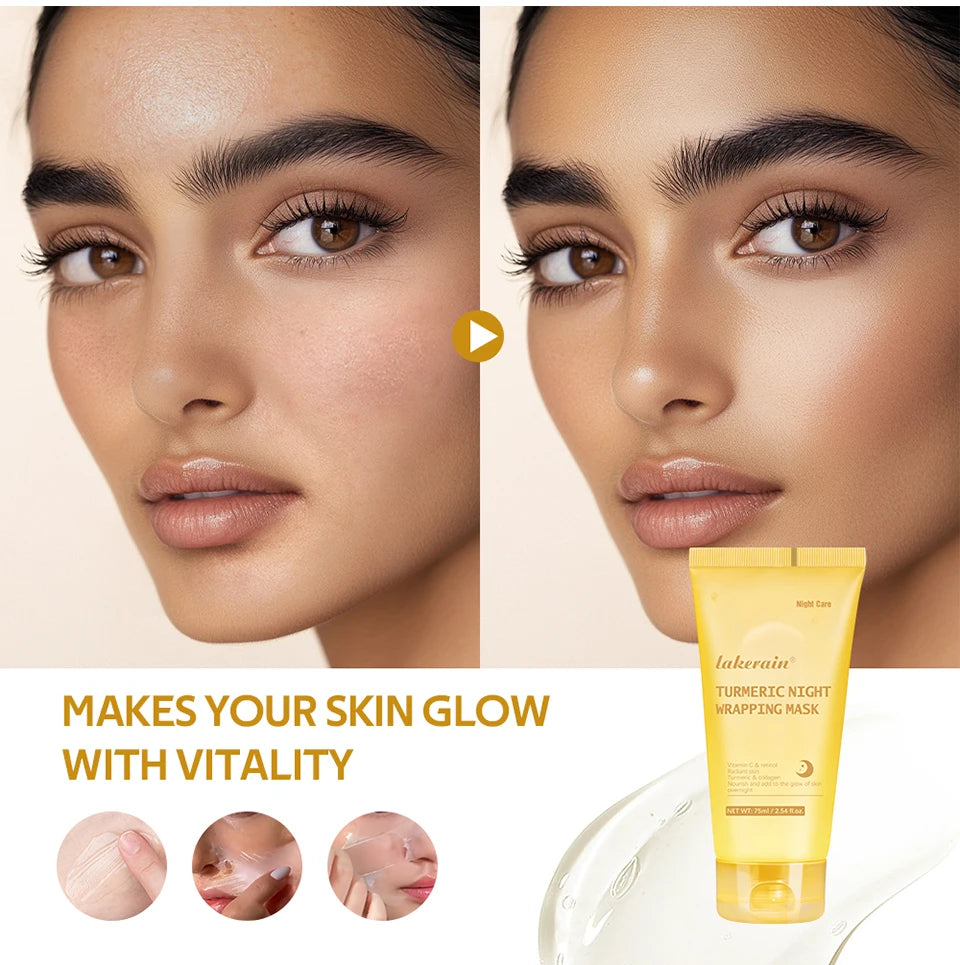 Masque Nuit Peel-Off Acide Kojique & Curcuma – Collagène Hydrolysé | Teint Éclatant & Raffermissant | Korean Skincare