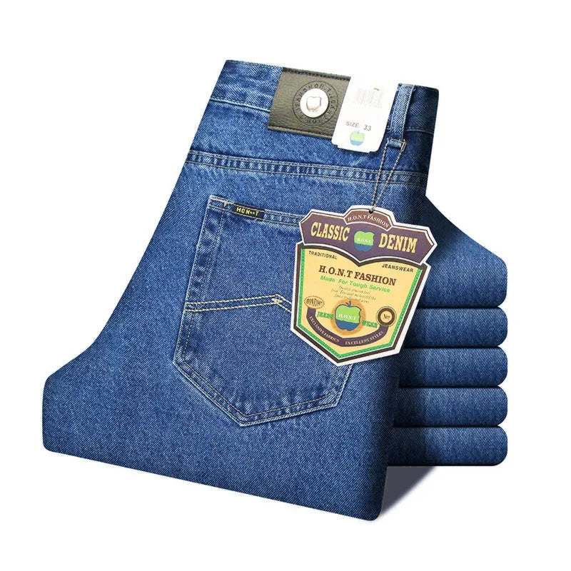 Jean Homme Business Classique Coton Stretch Coupe Droite Slim Fit Denim Élastique Printemps Été Automne Pantalon Élégant Casual – Jean Premium Polyvalent | Mode Homme Premium
