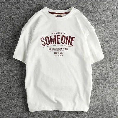 T-Shirt Homme Été Style Américain Rétro Manches Courtes Col Rond Lettres Imprimées 100% Coton Washed Vintage Loose Casual – Tee Streetwear Tendance | Mode Homme Premium