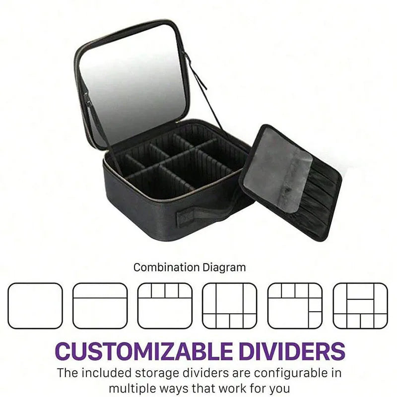 Vanity Case de Voyage LED 3 Couleurs avec Miroir – Trousse Maquillage Lumineuse & Intelligente | Femme